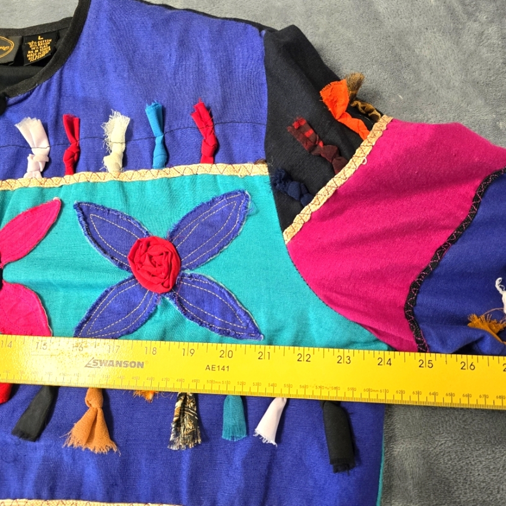 VTG Allure Patchwork Art to Wear Artsy Womens Jacket Size L Boho Chic Cottage - Picture 4 of 13